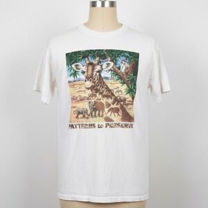 Vintage Anvil T Shirt XL Giraffe Safari Animals Patterns to Preserve Graphic Tee